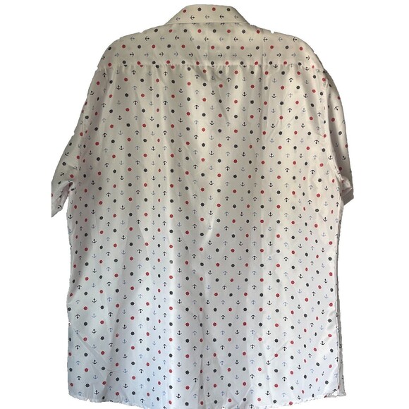 BC Collection Button Up Shirt Men’s  White Nautical Print‎ Short Sleeve 3XL - Picture 2 of 5